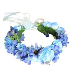 Vivivalue Verstellbares Blumen-Haarband mit Blumengirlande, Krone, Halo, Kopfschmuck, Boho, mit Band, Hochzeit, Festival, Party, J, Einheitsgröße von Vivivalue