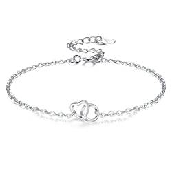 VIWIND Armband Damen 925 Sterling Silber Liebe Herz Symbol Zirkonia Armbänder "Together Herz Klein" Armbänder Verstellbarer Charm Armband für Frauen und Mädchen mit Geschenkbox (Liebe Herz) von Viwind