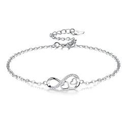 VIWIND Armband Damen 925 Sterling Silber Unendlichkeit Armbänder Infinity Liebe Symbol Herz Zirkonia Armbänder Verstellbarer Charm Armband für Frauen und Mädchen mit Geschenkbox (Infinity Herz) von Viwind