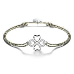 Viwind Armband Damen 925 Sterling Silber Armbänder Glücksbringer Glücksarmband Funkeln Kubischen Zirkonia für Frauen und Mädchen 24cm Einstellbar Handgewebtes Armbänder mit Geschenkbox von Viwind