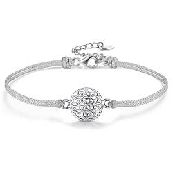 Viwind Armband Damen 925 Sterling Silber Blume des Lebens Armbänder 17+4cm Celtic Knot Bracelet Armband für Frauen und Mädchen Weihnachten Geschenk mit Geschenkbox (Grau) von Viwind