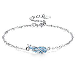 Viwind Armband Damen 925 Sterling Silber Engelsflügel Schutzengel Armbänder Funkelnden Kubischen Zirkonia Armbänder Verstellbarer Charm Armband für Frauen mit Geschenkbox (Navy blau) von Viwind