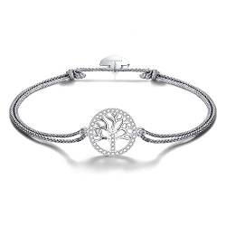 Viwind Armband Damen 925 Sterling Silber Lebensbaum Armbänder Baum des Lebens Armreif für Frauen und Mädchen 24cm Einstellbar Handgewebtes Armkette mit Geschenkbox von Viwind