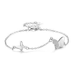 Viwind Armband Damen 925 Sterling Silber Schmetterling Armband Funkelnden Kubischen Zirkonia Armbänder Verstellbarer Charm Armband für Frauen mit Geschenkbox,mit Schmuck-Geschenkbox von Viwind