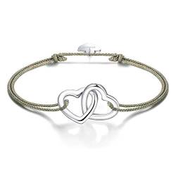 Viwind Damen Armband 925 Sterling Silber Liebe Armbänder für Frauen und Mädchen 24cm Einstellbar Handgemachte Geflochtene Armband Schmuck Geschenk mit Geschenkbox von Viwind