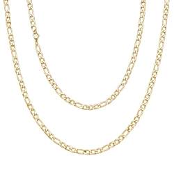 Viwind Herren Kette Figaro Ketten Halskette Herren 3/5/7/9mm Hip-Hop Chain 45-55cm 18K Gold Vergoldet/Silber Farbe Edelstahl Figarokette1+3 Gliederkette für Jungen Männer (45cm, Gold Farbe-5mm) von Viwind