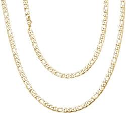 Viwind Herren Kette Figaro Ketten Halskette Herren 3/5/7/9mm Hip-Hop Chain 45-55cm 18K Gold Vergoldet/Silber Farbe Edelstahl Figarokette1+3 Gliederkette für Jungen Männer (45cm, Gold Farbe-7mm) von Viwind