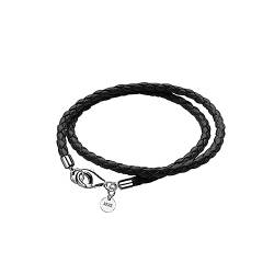 Viwind Lederarmband Herren Geflochtenes Leder kette armbänder 42-63cm 925 Sterling Silber Vers chluss 3mm DIY Perlen für unisex mit Geschenkbox von Viwind