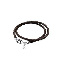 Viwind Lederarmband Herren Geflochtenes Leder kette armbänder 42-63cm 925 Sterling Silber Vers chluss 3mm DIY Perlen für unisex mit Geschenkbox von Viwind