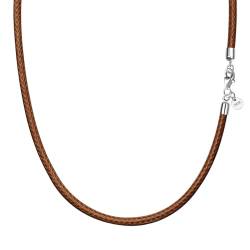 Viwind Lederkette 925 Silber Verschluss Geflochten Kunstleder Halskette 2.5mm breit Damen Herren Kette für Anhänger charm 45-60cm wählbar DIY Lederschnur (45cm, Braun) von Viwind