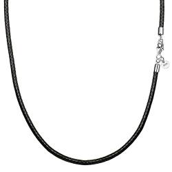 Viwind Lederkette 925 Silber Verschluss Geflochten Kunstleder Halskette 2.5mm breit Damen Herren Kette für Anhänger charm 45-60cm wählbar DIY Lederschnur (45cm, Schwarz) von Viwind