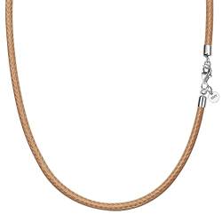 Viwind Lederkette 925 Silber Verschluss Geflochten Kunstleder Halskette 2.5mm breit Damen Herren Kette für Anhänger charm 45-60cm wählbar DIY Lederschnur (55cm, Khaki) von Viwind