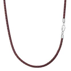 Viwind Lederkette Geflochten Kunstleder Halskette Edelstahl Verschluss 3mm breit Damen Herren Kette für Anhänger charm 45-60cm wählbar DIY Lederschnur (50cm, Retro Brown-3mm) von Viwind