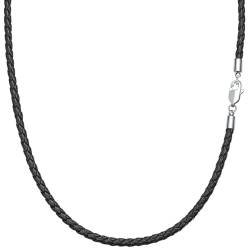 Viwind Lederkette Geflochten Kunstleder Halskette Edelstahl Verschluss 3mm breit Damen Herren Kette für Anhänger charm 45-60cm wählbar DIY Lederschnur (55cm, Schwarz) von Viwind