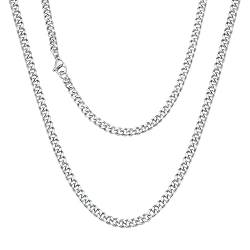 Viwind kette Herren Klassische Kubanische Halskette 316 titanium steel material 3/7mm Silber/18k Gold Cuban Link Chains Hip Hop Ketten 45-55cm Wählbar,Geschenke für Unisex von Viwind