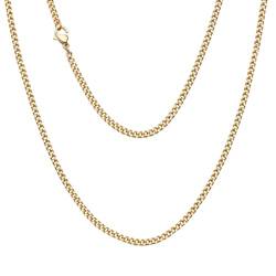 Viwind kette Herren Klassische Kubanische Halskette 316 titanium steel material 3/7mm Silber/18k Gold Cuban Link Chains Hip Hop Ketten 45-55cm Wählbar,Geschenke für Unisex… (55cm, Gold-3mm) von Viwind