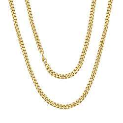 Viwind kette Herren Klassische Kubanische Halskette titanium steel material 5/7/9/11mm Silber/18k Gold Cuban Link Chains Hip Hop Ketten 45-55cm Wählbar,Geschenke für Unisex (55cm, Gold-5mm) von Viwind