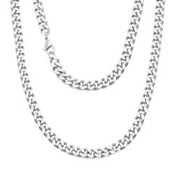 Viwind kette Herren Klassische Kubanische Halskette titanium steel material 5/7/9/11mm Silber/18k Gold Cuban Link Chains Hip Hop Ketten 45-55cm Wählbar,Geschenke für Unisex (55cm, Silber-9mm) von Viwind