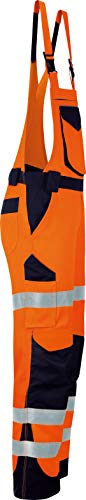 Vizwell Warnschutz-Latzhose Arbeitslatzhose Signal + Gratis Werkzeugtasche Leuchtorange-Marine Gr.42-68 (48) von Vizwell