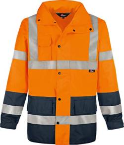 Vizwell Warnschutz-Regenjacke,atmungsaktiv, Wind- und wasserdicht orange-Marine Gr.S - 3XL (S) von Vizwell