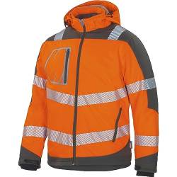 Vizwell Winter Softshelljacke Warnschutz Jacke Winterjacke leuchtorange-grau (as3, alpha, l, regular, regular, L) von Vizwell