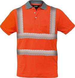 Warnschutz Polo-Shirt Coolpass mit segmentierten Reflexstreifen,Atmungsaktiv,orange oder gelb Gr.XS - 5XL (3XL, orange) von Vizwell