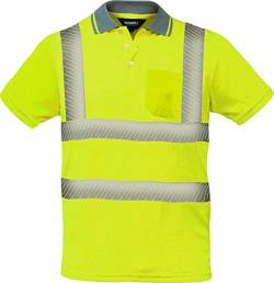 Warnschutz Polo-Shirt Coolpass mit segmentierten Reflexstreifen,Atmungsaktiv,orange oder gelb Gr.XS - 5XL (S, gelb) von Vizwell