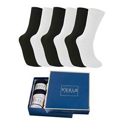 Vkele 6 Paar schwarze Socken Geschenkbox Ideal als Valentinsgeschenke, weiße Herrensocken, Baumwolle, Crew Socken, 39 40 41 42, Beruf Anzug Freizeit von Vkele