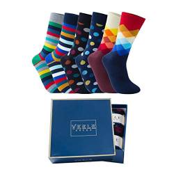 Vkele Bunte Socken (Kariert & Streifen & Punkte) 6 Paar 39-42 Ideal als Geschenk von Vkele