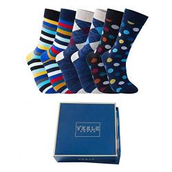 Vkele Bunte Socken (Kariert & Streifen & Punkte Muster), Dunkel 6 Paar 39-42 Ideal als Geschenk von Vkele