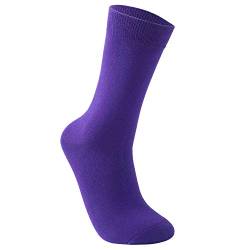 Vkele Socken für Damen und Herren aus feinster Baumwolle, Ideal als Geschenke, einfarbig Lila, Crew Socken 1 Paar, Gr. 39-42 39 40 41 42 von Vkele