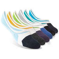 Vkele bunte Füßlinge unsichtbare Socken rutschfeste Sneakersocken| Größe: 35 36 37 38| 97% Baumwolle | Grau Blau Grün Orange | 6 Paar von Vkele