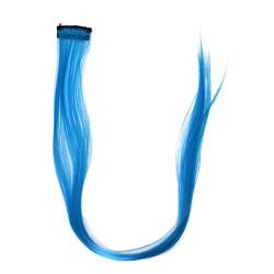 Vklopdsh 1 STÜCK Gerade Lange Frauen HaarverläNgerung Farbige Clip auf in HaarverläNgerung Synthetische Haarteil Himmelblau von Vklopdsh