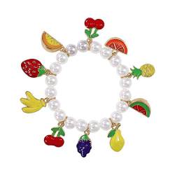 Vklopdsh Frauen Perlen Armband Perlen Perlen Kreative Obst Erdbeer Kirsche AnhäNger Armband von Vklopdsh