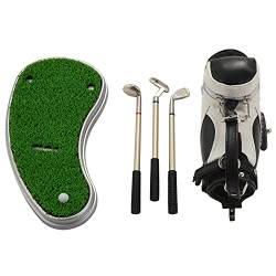 Vklopdsh Golf-Stifte mit Golftaschenhalter, originelles Geschenk mit 3 Aluminium-Stiften, Büroschreibtisch, Golftasche, Stifthalter von Vklopdsh