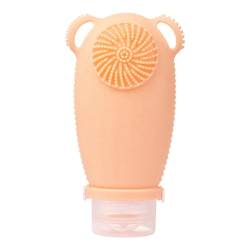 Vklopdsh Tragbare Silikon-Reiseflasche für Shampoo und Lotion, Behälter mit Gesichtsreinigungsbürste, F von Vklopdsh