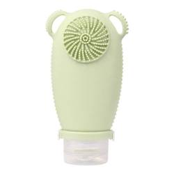 Vklopdsh Tragbare Silikon-Reiseflasche für Shampoo und Lotion, Inklusive Gesichtsreinigungsbürste von Vklopdsh