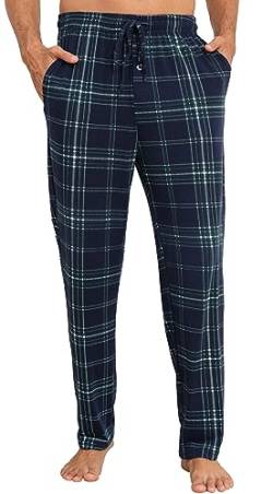 Vlazom Herren Schlafanzughose Karierte Pyjamahose Winter Freizeithose Lang Jogginghose（M,Stil C-Grün） von Vlazom