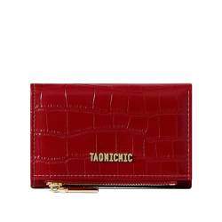 Vllcsla Damen kleine Geldbörse Reißverschluss Brieftasche mit Reißverschluss Münzfach, PU Leder Brieftasche für Frauen mit Fotofenster (Weinrot) von Vllcsla
