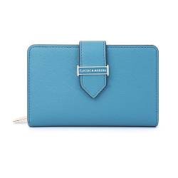 Vllcsla Geldbörsen für Frauen Damen PU Leder Bifold Brieftaschen Kartenetuis Geld-Organizer mit Reißverschlusstasche, Damen Clutch Portemonnaie (Blau) von Vllcsla