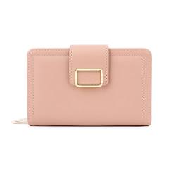 Vllcsla Kleine Brieftasche für Damen Bifold PU Leder Geldbörse mit Reißverschluss Münzfach - Damen Bifold Portemonnaie mit 5 Kartenfächern und Fotofenster und Banknotenfach (Rosa) von Vllcsla