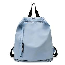 Vllcsla Turnbeutel Damen Kleiner Rucksack 23.94L Wasserdicht und Verschleißfest zum Schwimmen - Sporttasche mit Nasstasche und Schuhfach und Reißverschlusstasche (Blau) von Vllcsla