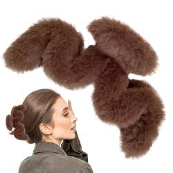 Fuzzy Claw Clip – Plüsch-Haarspangen in gewellter For , große Haarspangen für dickes langes Haar, Haarschmuck für Frauen und Mädchen, niedliche Haarspangen für den täglichen Gebrauch Vllold von Vllold