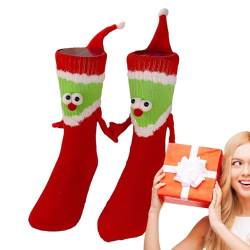 Hand in Hand Socken,Hand in Hand Socken Freundschaftssocken | Weihnachts-Mid-Tube-Socken Neuheit 3D-Puppenpaar-Socken Socken, die Hände halten Vllold von Vllold