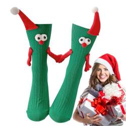 Magnetische Socken, die Hände halten - Magnet-Handhaltesocken für Erwachsene,3D-Puppenpaar-Handsocken für Erwachsene, weihnachtliche Mid-Tube-Socken, süße Paare-Geschenke, Freundschaft Vllold von Vllold