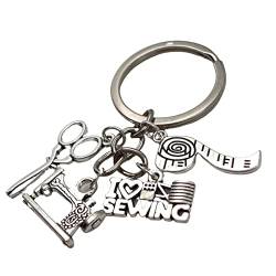 VmG-Store I Love Sewing Nähen Schlüsselanhänger Anhänger für Nähfreunde Nähbegeisterte Geschenk Nähzimmer von VmG-Store