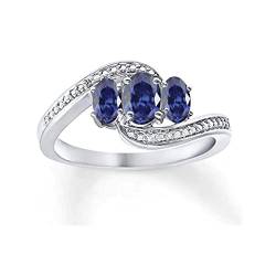Erstellt Stein Oval Facettierter Blauer Saphir Cz Ring - 0,925 Silber Ring Blau Blauer Saphir Cz Edelsteine Ringe - Hochzeitsschmuck Geschenk für die Schwester von Vml Jewellers
