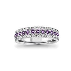 Vml Jewellers Erstellt Stein Runde facettierte Amethyst Cz Ringe – 925 Silberring Lila Amethyst Cz Edelsteinringe – schönes Schmuckgeschenk zur Verlobung von Vml Jewellers