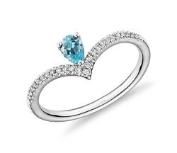 Vml Jewellers Erstellte Steine Birne facettierter blauer Topas Cz Ring - 92,5 Silberring Himmelblauer blauer Topas Cz Edelsteinringe - schönes Schmuckgeschenk für Frauen von Vml Jewellers