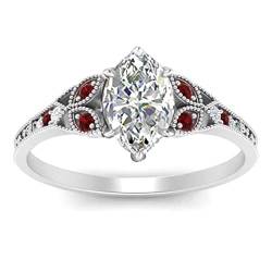 Vml Jewellers Erstellte Steine Marquise Facettierter Rubin Cz Ring – 92,5 Silberring Roter Rubin Cz Edelsteinring – Schmuckgeschenk zum Jubiläum von Vml Jewellers